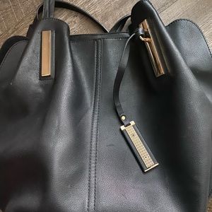 Black leather hobo bag